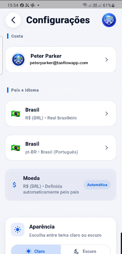 Tela do TasFlow 4